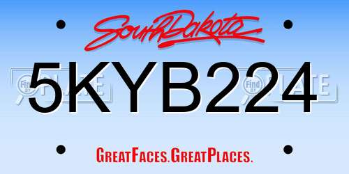 5KYB224 South Dakota License Plate
