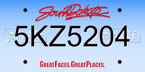 5KZ5204 South Dakota License Plate