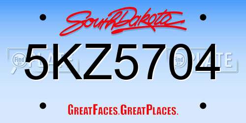 5KZ5704 South Dakota License Plate