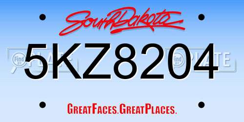 5KZ8204 South Dakota License Plate