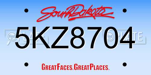 5KZ8704 South Dakota License Plate
