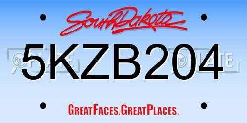 5KZB204 South Dakota License Plate