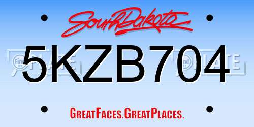 5KZB704 South Dakota License Plate