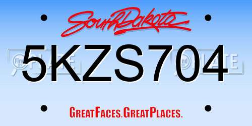 5KZS704 South Dakota License Plate