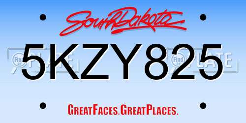 5KZY825 South Dakota License Plate
