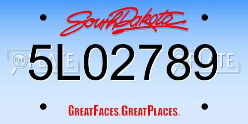 5L02789 South Dakota License Plate