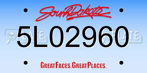 5L02960 South Dakota License Plate
