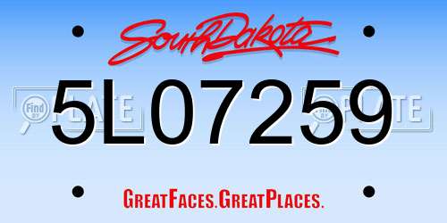 5L07259 South Dakota License Plate
