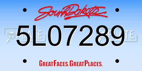 5L07289 South Dakota License Plate
