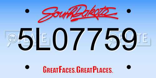5L07759 South Dakota License Plate