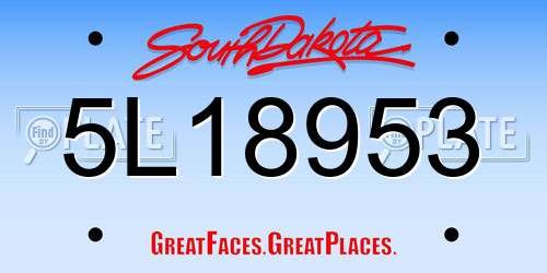 5L18953 South Dakota License Plate