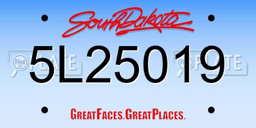 5L25019 South Dakota License Plate