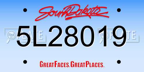 5L28019 South Dakota License Plate
