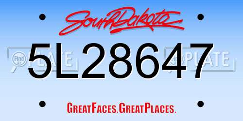 5L28647 South Dakota License Plate