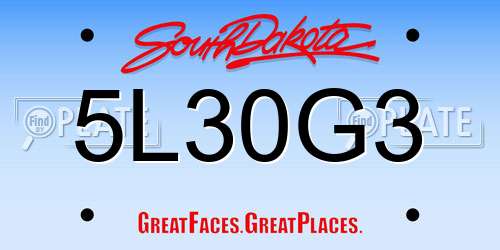 5L30G3 South Dakota License Plate