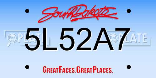 5L52A7 South Dakota License Plate