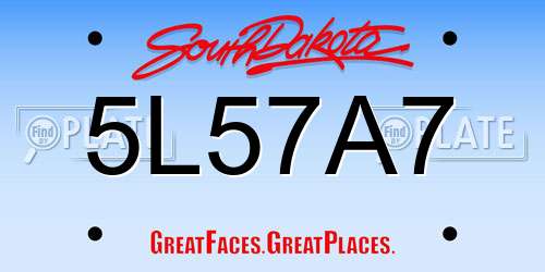 5L57A7 South Dakota License Plate