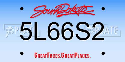 5L66S2 South Dakota License Plate