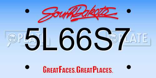5L66S7 South Dakota License Plate