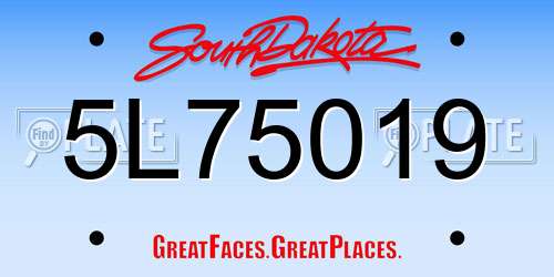 5L75019 South Dakota License Plate