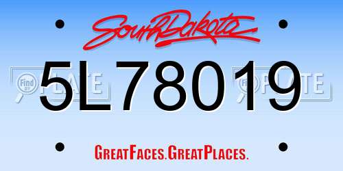5L78019 South Dakota License Plate