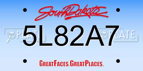 5L82A7 South Dakota License Plate