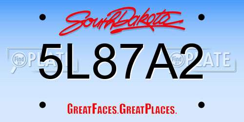 5L87A2 South Dakota License Plate