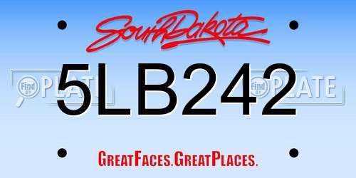5LB242 South Dakota License Plate