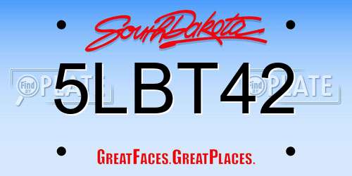5LBT42 South Dakota License Plate
