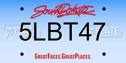 5LBT47 South Dakota License Plate