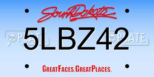 5LBZ42 South Dakota License Plate