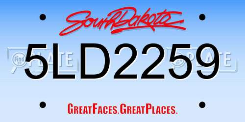 5LD2259 South Dakota License Plate