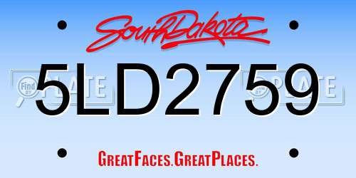 5LD2759 South Dakota License Plate