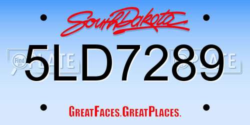 5LD7289 South Dakota License Plate