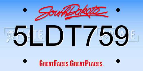 5LDT759 South Dakota License Plate