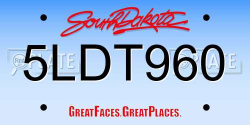 5LDT960 South Dakota License Plate