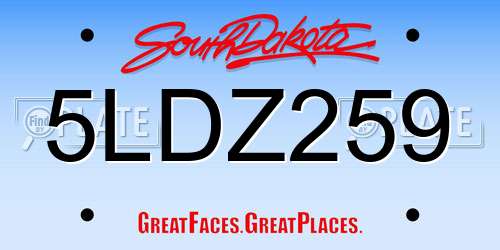 5LDZ259 South Dakota License Plate