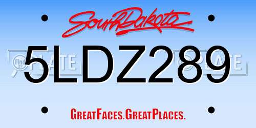 5LDZ289 South Dakota License Plate