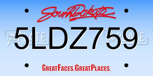 5LDZ759 South Dakota License Plate