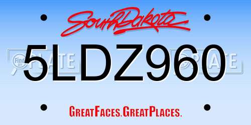 5LDZ960 South Dakota License Plate