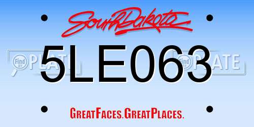 5LE063 South Dakota License Plate