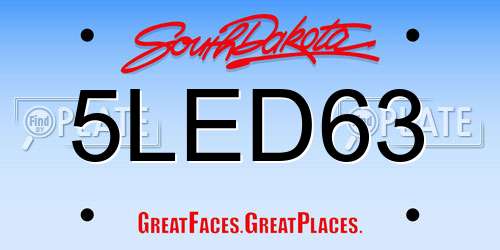 5LED63 South Dakota License Plate