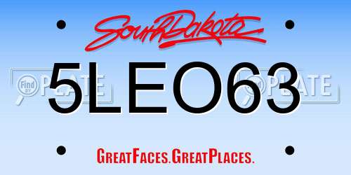 5LEO63 South Dakota License Plate