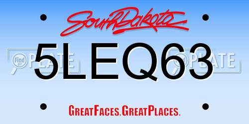 5LEQ63 South Dakota License Plate