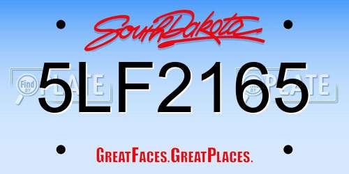 5LF2165 South Dakota License Plate