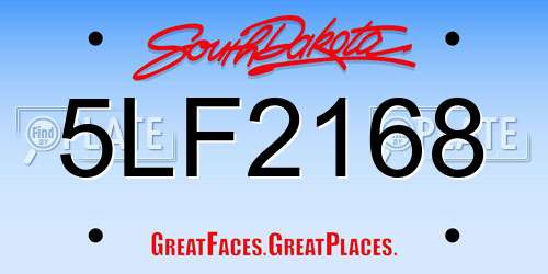 5LF2168 South Dakota License Plate