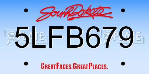 5LFB679 South Dakota License Plate
