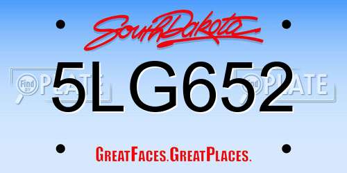 5LG652 South Dakota License Plate