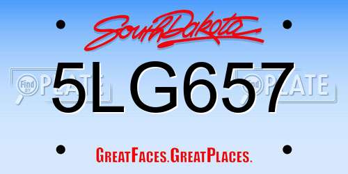 5LG657 South Dakota License Plate