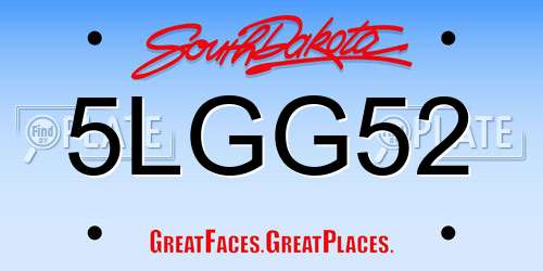 5LGG52 South Dakota License Plate